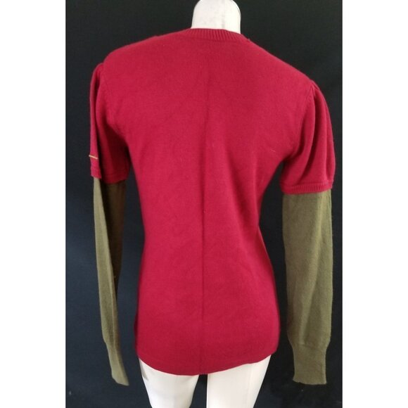 B by Burton Size M Red Green Sweater Wool Cashmere - Picture 3 of 6